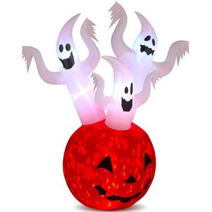 Decorazioni Gonfiabili di Halloween in PVC da 1,8 m a Forma di Zucca Fantasma con Luci LED, Spaventose Decorazioni Gonfiabili da Giardino per le Feste - Product Image 2