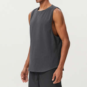 Débardeur de sport classique en coton pour homme, coupe ajustée, longueur mi-cuisse, haut de gamme, pour la gym, le sport, la course et les loisirs - Product Image 3