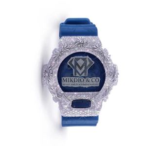 Montre numérique de luxe MIKDIO & CO, sertie de diamants bleus, style hip-hop, avec double affichage, bracelet en caoutchouc, design charmant, boîte incluse, unisexe - Product Image 2