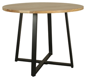 Table à manger moderne pliante en bois d'acacia avec base en métal noir et finition naturelle pour la maison, le bureau, les villas, la cuisine, l'hôtel - Product Image 1