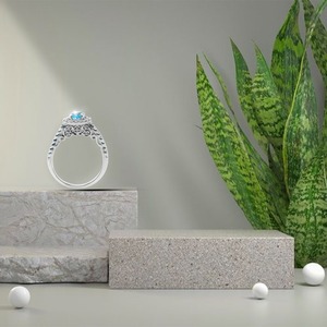 Anillo de Compromiso de Lujo de Plata de Ley 925 con Baño de Rodio, Zirconia Cúbica con Corte Baguette y Engaste de Bisel, Tres Piedras, Certificado IGI para Mujer - Product Image 3