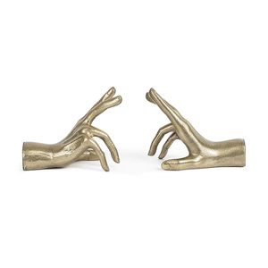 Hands Sculpture <b>Bookend</b> Set for Heavy Books Decorative Metal Book Stopper Modern Bookshelf Home Office Desk Decor - Product Image 1