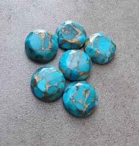 Turquoise bleue naturelle, forme ronde, taille facetée, calibrée, vente en gros, pierre précieuse en vrac pour bijoux - Product Image 4