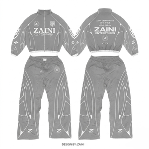 <b>Women</b> <b>Windbreaker</b> Suit Premium 110 GSM Woven Polyester Gray White Cut And Sew Panel Custom Screen Print Heat Transfer OEM - Product Image 1