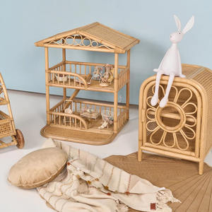 Casa de muñecas de ratán para niños, juguetes naturales, mini casas pequeñas para muñecas, juego de simulación - Product Image 5