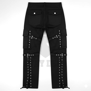 Pantalon cargo gothique noir à jambes larges et taille haute, style alternatif, avec poches - Product Image 2