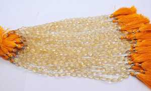 ลูกปัดพลอยซิทรินธรรมชาติทรงลูกแพร์เหลี่ยมเพชรพลอยขนาด 7x10 มม. ความยาว 8 นิ้ว - Product Image 5