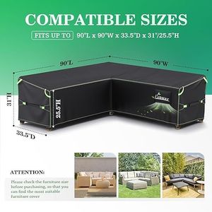 Copertura per Divano Sezionale da Esterno Resistente 90 Pollici, Impermeabile con Condotti di Ventilazione, Coperture per Mobili da Giardino e Patio - Product Image 3