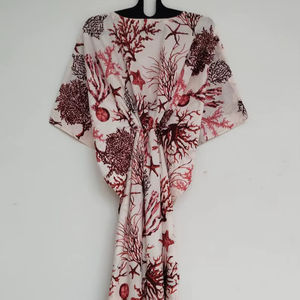 ชุดเดรสผ้าฝ้ายพิมพ์ลายปะการังสไตล์โบฮีเมียน สำหรับคลุมชุดว่ายน้ำ เหมาะสำหรับใส่ไปรีสอร์ทและวันพักผ่อน - Product Image 1