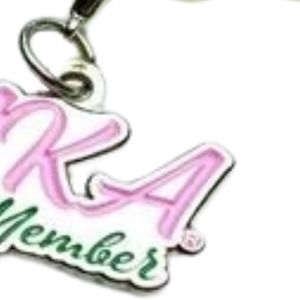 AKA Pink Green Pearl <b>Bracelet</b> with Gold Life Member Charm for Women Elegant <b>Beaded</b> Sorority Jewelry Wrist Accessory for Events - Product Image 5