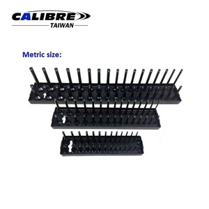 TAIWAN CALIBRE 6pc 2 rangées SAE et métrique Deep and Shadow Socket Holder Storage Organizer Tray Set, Socket Rails - Product Image 3