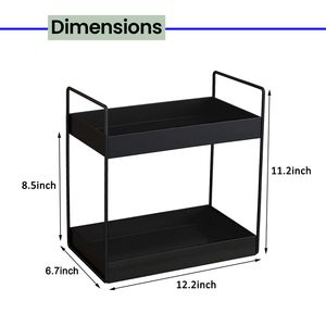 Modern Black Metal 2 Tier Countertop Organizer <b>Shelf</b> Kitchen Bathroom Storage <b>Rack</b> - Product Image 6