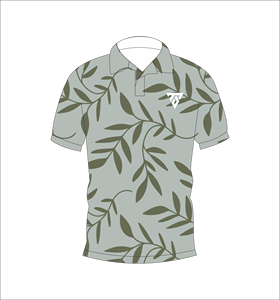 เสื้อโปโลพิมพ์ลายใบไม้สีเทาสำหรับผู้ชายแขนสั้นลำลองแฟชั่นฤดูร้อนเสื้อโปโลกอล์ฟ - Product Image 1