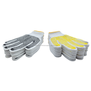 Guantes de Seguridad de Algodón, Texturizados, Antideslizantes, con Puño de Punto, para Uso General, con Patrón de Puntos Amarillos y Negros - Product Image 1