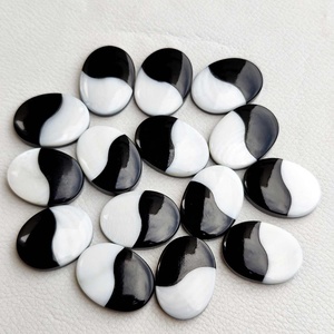 Good Luster Natural Black Onyx & Mother of Pearl Oval Flatback Cabochon Custom Fine Jewelry Loose Gemstones Fast Shipping Items - Product Image 4