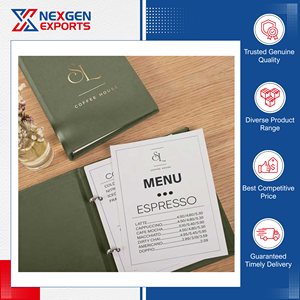 Nueva Llegada de Stock, Cubierta de Menú de Cuero PU Ecológico Hecha a Mano de Calidad Excepcional y Altamente Duradera con Logotipo Personalizado para Uso en Restaurantes - Product Image 2