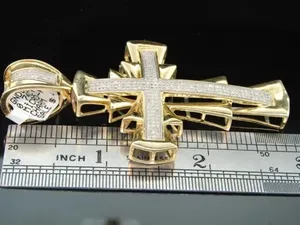 Pendentif Croix Moissanite Iced Out Style Hip Hop Luxe Plaqué Or Unisexe Argent Sterling 925 - Product Image 4