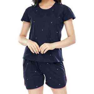 Ensemble décontracté 2 pièces pour femme, haut à manches courtes col rond et short, coloris marine, respirant, en polyester, style sportif, idéal printemps-été - Product Image 6