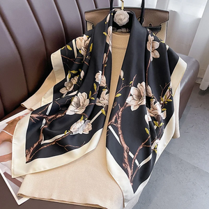 90*90cm Luxury Brand Simple Silk <b>Square</b> Scarf <b>Hijab</b> Women Bandana Soft Scarves Neckerchief Ladies Hair Shawl Wrap Headband - Product Image 4