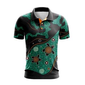 เสื้อกอล์ฟผู้ชายคอปกแข็ง แขนสั้น ผ้าฟลีซระบายอากาศ พิมพ์ลายดิจิตอลด้านหน้า พร้อมโลโก้แบบกำหนดเอง - Product Image 1