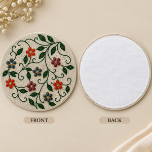 Set de table en perles de verre multicolores à motifs floraux, broderie de vigne verte |   Tapis de table décoratif moderne, résistant à la chaleur, écologique et fait main - Product Image 2