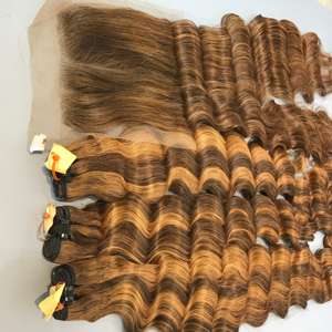 Piano Deep Wave Bundles Extensions de Cheveux Bruts Cheveux Vietnamiens Pour Faire Une Perruque Génie Trame Vierge Bundles Cheveux Bruts Vietnamiens - Product Image 4