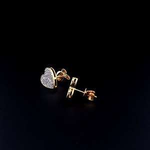 Pendientes de Plata 925 con Baño de Oro Vermeil, Diseño de Corazón con Racimo de Diamantes de Laboratorio con Corte Brillante |   Pendientes de Diamantes con Forma de Corazón para Mujer - Product Image 2