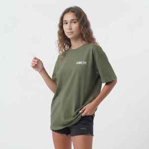 Camiseta de Algodón Verde Oliva para Mujer, Corte Holgado, Cuello Redondo, Manga Corta, Informal, con Impresión de Logotipo Personalizado, para Primavera/Verano - Product Image 1