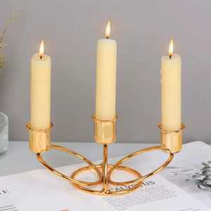 Wholesale Modern <b>Gold</b> Metal Ring Wreath 4 Light Taper <b>Lantern</b> Square Eco-Friendly Heat Resistant Hotel Decoration Table - Product Image 4
