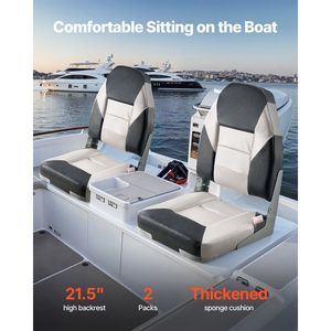 Sedile Pieghevole per Barca da Pesca con Schienale Alto, Cuscino in Spugna Ispessita, Pelle PVC Impermeabile, Lega di Alluminio per Yacht - Product Image 2