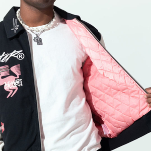 Veste Bomber Unisexe Personnalisée en Gros pour Hommes, Style Streetwear, Broderie Cœur, Manches Contrastantes, Fermeture Éclair, Hip Hop - Product Image 6