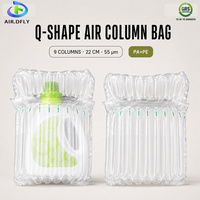 AIR-DFLY Sac de protection gonflable à colonnes d'air en forme de Q, 9 colonnes, 22 cm, 55 microns, PA PE, avec poignée, pour bouteille de détergent, emballage d'expédition
