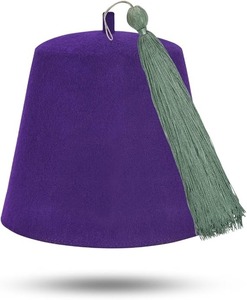 Chapeau Fez maçonnique uni - Laine violette avec diverses couleurs de pompons, type de tissu 100% laine, instructions d'entretien : Lavage à la main uniquement - Product Image 1