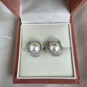 Boucles d'oreilles en perles d'eau douce naturelles de Zhuji, 10-11 mm, argent MS925, Aurora, perles d'eau douce presque parfaites - Product Image 4