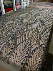 Tissu brodé de perles de cristal en verre de haute qualité, dentelle de tulle brillante avec strass pour robe de soirée, bal de promo, DIY (vente en gros) - Product Image 4