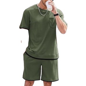 Ensembles de haute qualité 100 % coton, t-shirt rétro léger 250g, short en tissu éponge épais 420g pour homme, ensembles streetwear - Product Image 2