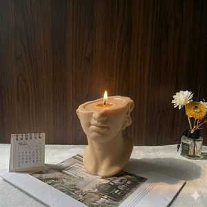 Roman Sculpture Pillar <b>Candle</b> Scented Wax <b>Candle</b> Abstract Face Statue <b>Candle</b> Decorative Art <b>Candle</b> Luxury Home Decor <b>Candle</b> - Product Image 1