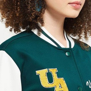 Nueva Chaqueta Varsity Corta de Satén para Mujer, Estilo Universitario, con Forro Suave, Chaqueta Bomber, Chaqueta Varsity de Satén con Letras - Product Image 5