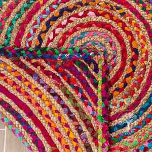 Tapis traditionnels indiens Chindi en jute 100% avec coton intégré, tapis pour chambre et salon - Product Image 2