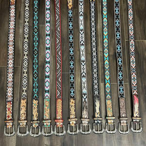 Ceinture décontractée de luxe en cuir de vache véritable pour hommes avec boucle ardillon en alliage automatique perlée en cuir usiné à la main pour unisexe - Product Image 5