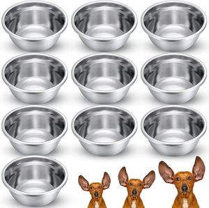 Collection de gamelles pour animaux de compagnie en acier inoxydable, durables, de remplacement, pour nourriture et eau, compatibles avec les supports pour animaux. - Product Image 1