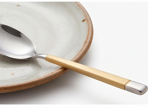 Ensemble de couverts modernes en acier inoxydable avec poignée dorée, finition miroir, passe au lave-vaisselle, vaisselle de mariage, 4 pièces - Product Image 3