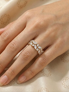 Elegant 925 Sterling <b>Silver</b> Moissanite <b>Eternity</b> <b>Ring</b> Luxury Iced Out Flower Design Full <b>Eternity</b> Band for Women - Product Image 4