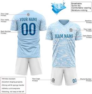 Nuevo Uniforme de Fútbol Deportivo Barato 2022, Uniforme de Fútbol con Logotipo Impreso, Conjunto de Camiseta de Fútbol Personalizada en Blanco - Product Image 3