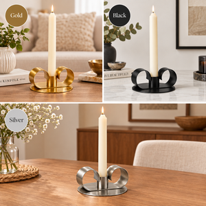 Support de bougie moderne sculptural en métal doré avec base en ruban, pour bougies coniques, idéal pour table à manger et décoration intérieure, vente en gros et export. - Product Image 3