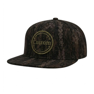 Custom Logo 6 Panel Waterproof Fabric Camo Baseball Snapback <b>Cap</b> <b>Flat</b> Brim Structured Camouflage Outdoor Street For <b>Men</b> Woman - Product Image 1