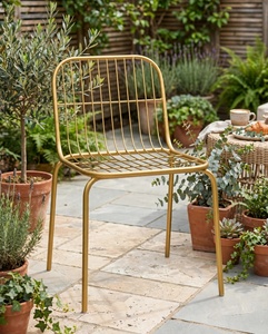 Gold <b>Metal</b> Wire Dining <b>Chair</b> Modern Industrial Home Office Outdoor Indoor Stylish Luxury Elegant Home Decor Set - Product Image 3