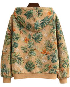 Sudadera con Capucha para Mujer, Diseño Personalizado con Estampado de Hojas Tropicales Beige, Felpa de Algodón, Estilo Casual, Fabricante Personalizado, Proveedor de Ropa al por Mayor - Product Image 2