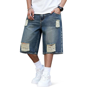 Shorts en jean baggy pour hommes, double épaisseur, renforcés, coupe ample, avec logo personnalisé, du fabricant de premier plan - Product Image 1