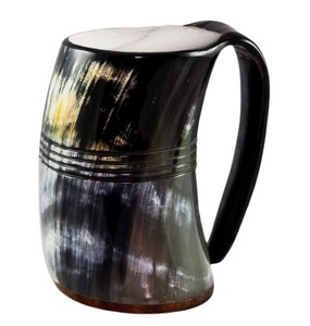 Mug en corne de buffle naturel, fait main, de haute qualité, écologique, style viking, rustique, grande capacité, idéal pour la bière, cadeau - Product Image 1